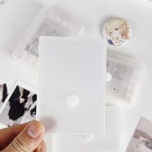 Matte Desktop Card Sticker Storage Box, Transparent Round Cover, Can Be Placed Horizontally And Vertically, Simple And Practical Office Organizer Box, Semi-Transparent Frosted Button Card Storage Box, Flip-Cover Small Card Dust-Proof Storage Box - Multicolor - View 13