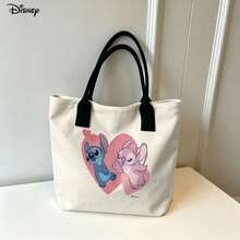 Túi xách cầm tay và đeo vai đựng laptop Disney Lilo & Stitch & Angel Heart, màu be, kiểu dáng Kawaii, thích hợp sử dụng hàng ngày. - màu đen - Xem 1