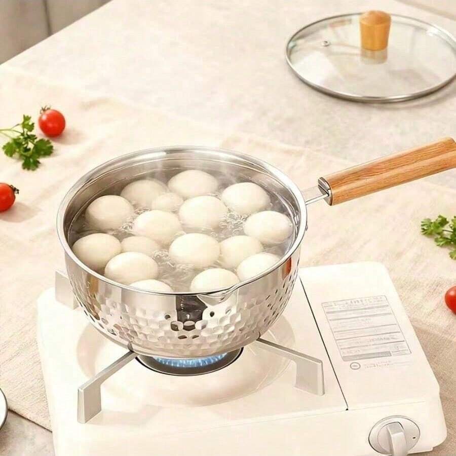 日式雪锅，不锈钢奶锅，婴儿辅食锅，家用无涂层面条汤锅，家用小型奶锅，辅食不粘锅，电磁炉适用，耐用锅具，适用于拉面、天妇罗和煮牛奶，可放入洗碗机清洗，多功能日式烹饪锅，适用于拉面、炸天妇罗、煮牛奶等用途