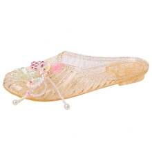 Women's Transparent PVC Jelly Shoes, Korean Style Floral Decor Flat Slip-On Sandals, Sweet Flower Pattern, Closed Toe, Anti-Slip, Casual Daily Footwear For Spring Summer - 透明小蒼蘭 - 查看 7