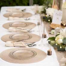 50/25/12/1pc Transparent Gold Rim Plates - Elegant Gold Border, Stackable Design, Space-Saving. Elegant Plates Suitable For Weddings, Birthday Parties, Outdoor Banquets And Daily Dining, Meeting Both Formal And Informal Occasions. Product Features Include: Wrinkle-Resistant Texture, Sturdy Structure, Multi-Functional Use, Suitable For Event Planning, Family Gatherings, Holiday Celebrations, Party Supplies And More, Also An Ideal Choice For Restaurant Suppliers. - Clear - View 9