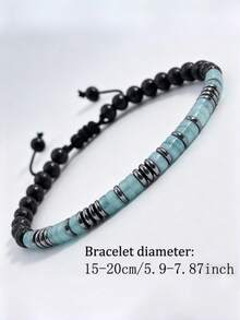 Pulsera trenzada ajustable hecha a mano con cuentas de turquesa, adecuada para diferentes tamaños de muñeca, mejor opción de regalo, adecuada para uso diario - Azul - Ver 4