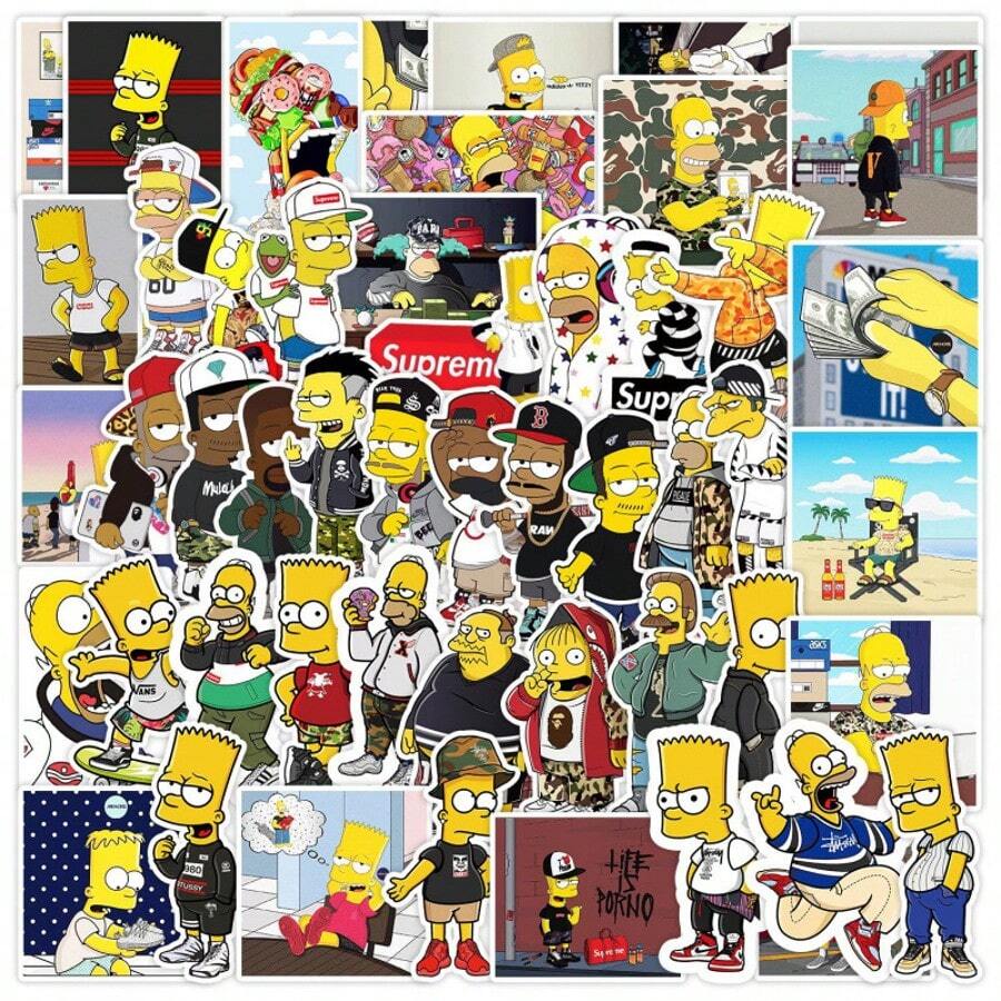 Bộ 50 miếng dán graffiti Simpson, nhãn dán chống thấm nước cho hành lý, vali du lịch, máy tính, lều | Quà lưu niệm tiệc tùng, quà tặng nhỏ bất ngờ, giá cả phải chăng - Nhiều màu - Xem 1