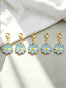 10pcs/Set Mini Daisy Flower With Lobster Clasp Keychain, Y2K Floral Bag Accessories Set, Car Decor, Backpack Pendant, Suitable For School, Cute Goth Style - Sky Blue Eight Petals - View 7