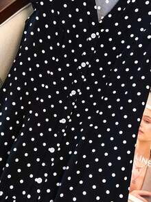 CURVE Vestido casual de escote en V talla grande, elegante y versátil para uso diario, vacaciones, bodas, fiestas, estilizador y favorecedor - Caqui - Ver 8