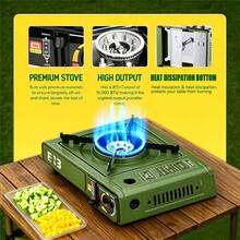 Portable Butane Stove, Compact Outdoor Camping Burner With A Carrying Case And Windproof Design, And Fuel-Efficient Performance. An Outdoor Camping Stove Set Ideal For Cooking, Hiking, Survival Gear, And Emergencies. - 紅色 - 查看 7
