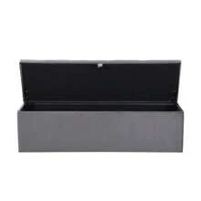 Velvet Upholstered Bench, Padded Seat, Bed Stool, Bench With Storage, Grey 138 X 41 X 42 Cm - Dark Grey - View 9