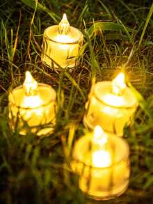 5/12/24pcs Acrylic Crystal Drip Pattern LED Electronic Candle Lights (With Batteries), Rose Pattern Projection Tea Candle Lights, Simulated Flameless Candle Lights, Suitable For Weddings, Valentine's Day, Holidays, Home Decor, Dining Table Decor - Warm Light - View 6