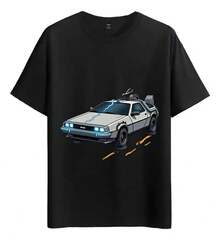 Camiseta Muscle Freaks Delorean Estilo Retro Coche Máquina del Tiempo - Negro - Ver 1
