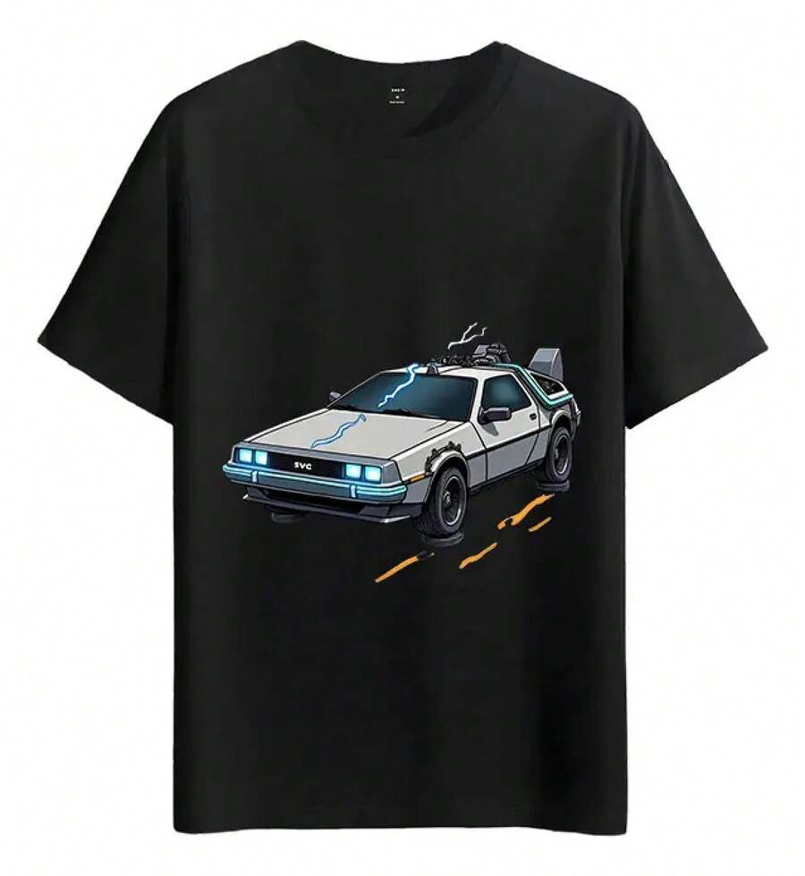Camiseta Muscle Freaks Delorean Estilo Retro Coche Máquina del Tiempo - Negro - Ver 1