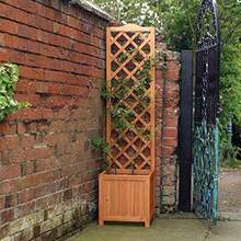 Wooden Framed Polycarbonate Cold Frame With Trellis Outdoor Climbing Plant Planter Box - H125 X W45 X D30 cm - View 1