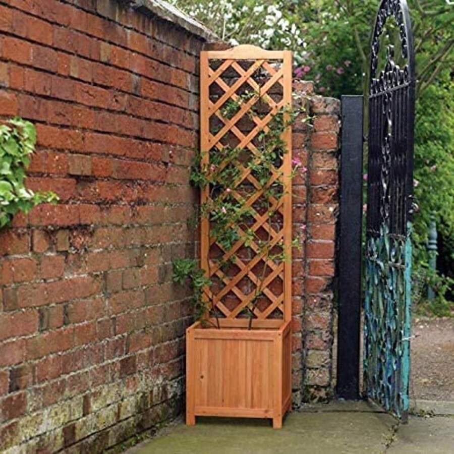 Wooden Framed Polycarbonate Cold Frame With Trellis Outdoor Climbing Plant Planter Box - H125 X W45 X D30 cm - View 1
