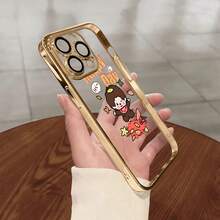 スマホケース TPUケース メッキ加工 レンズ保護カバー付き キャラクターイラスト 可愛いデザイン 大人可愛い 女子向け 柔らかTPU 全面保護 耐衝撃 傷防止 カメラレンズ保護 レンズ全体保護 17pro Max/17pro/17/11/12/13/14/15/15Pro/15PluS/15Pro Max/16/16Pro/16PluS/16Pro Max/MIN/X/XR 対応 インスタ映え 大人上品 プレゼント - 银色 - チェックする 2