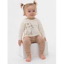Baby 2-Piece Set: Long-Sleeved Bodysuit + Pants, 100% Cotton Suedine, Safari Animal Print (Tiger, Monkey, Hippopotamus), Unisex, Newborn To Extra Large, Neutral Beige, Maternity Set, Baby Clothes - Hổ - Xem 2