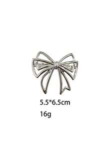 1 chiếc kẹp tóc hình bướm, kẹp tóc kim loại thanh lịch, kẹp tóc mái thời trang, kẹp tóc mái thường ngày - Bạc - Xem 4
