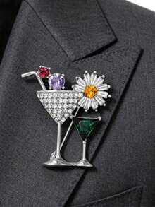 1pc Cocktail Glass Brooch, Fashion Creative Ladies Brooch, Clothing Accessory Pinback Brooch - Wine Glass Brooch - View 10