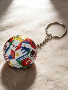 1pc/2pcsExquisite Football Keychain With Printed Design, World Cup Commemorative Football Keychain, Mini Football Pendant With National Flags, Essential Accessory For Football Fans, Keychain For Backpacks And Cars, Creative Football Keychain For Students And Fans - Multicolor - View 1