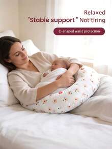 U-Shaped Nursing Pillow For Breastfeeding – Soft Comfortable Feeding Cushion For Moms & Newborns, Removable Washable Cover - Small Red Flowers - View 6
