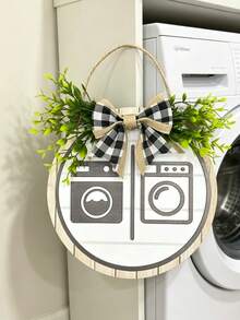 1 buc semn vintage din lemn pentru spălătorie, placă decorativă din lemn în stil rustic, semn decorativ de perete pentru spălătorie, potrivit pentru spălătorie, baie, toaletă, casă și birou, decor retro din lemn suspendat, potrivit pentru depozitarea spălătoriei și cadou de casă nouă - Multicolor - Vizualizare 4