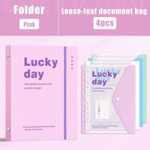 A4 Size PP Plastic Loose-Leaf Binder With File Bag, Buckle Design, Wide Opening, Fresh And Elegant Style, Suitable For Back To School, Detachable And Refillable, File Organization, Test Paper And Homework Storage - File Storage - View 9