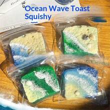 1pc Wavy Toast Squishy Toy, Soft Slow Rebound Stress Relief Toy, Unique Fun Squeeze Fidget Toy, Suitable For Adults And Teens, Unique Wavy Toast Squeeze Toy - one-size - View 4