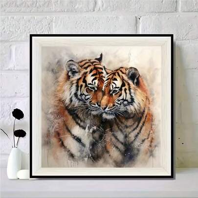 5D DIY Diamond Painting Kit - Fierce Tiger, Diamond Art Supplies, Round Full Drill Diamond Painting Artwork For Wall Decor
