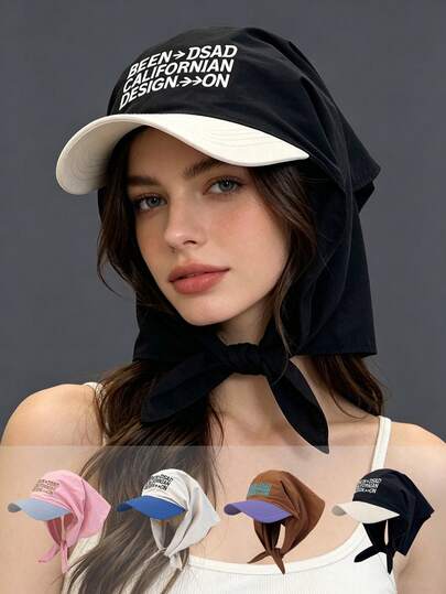 1 chiếc băng đô cài tóc phối màu thêu chữ cho nữ, mũ lưỡi trai che nắng cá nhân hóa cho mùa xuân/hè