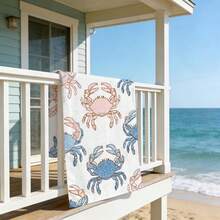 1pc Ultra Soft Crab Pattern Beach Towel, Suitable For Beach, Pool Party, Vacation - Beach & Pool Accessories - Style2 - View 5
