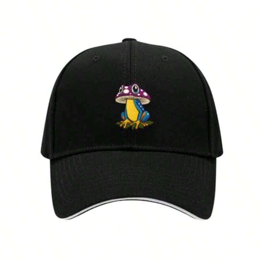 Embroidered Baseball Cap For Men Women Breathable Cotton Adjustable Hat Various Patterns For Casual Daily Outfits - Mushroom - View 1