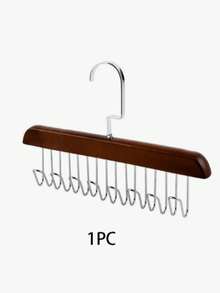 1pc Multi-Functional Wooden Clothes Hook With 8 Rotatable Non-Slip Wood Hooks. Extendable 360° Rotating Design Saves Closet Space. Holds Tops, Underwear, Hats And Vests, Ideal For Home And Dorm Wardrobes. - Multicolor - View 12