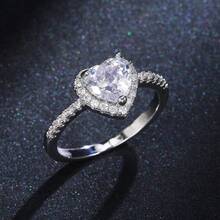 1pc Copper Material Hollow Out Heart Ring With Gold Plating, Elegant And Gorgeous Jewelry For Ladies, Ring Size Available From 6#-10# Valentines - Silver - View 23