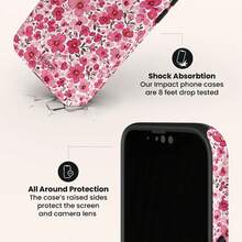 VESPOP 1 buah Casing Ponsel Keras Motif Bunga Fashion, Pola Bunga Musim Semi Romantis Mengkilap Desain 2-in-1, Kompatibel Dengan / 11/12/13/14/15/16/17 Pro Max, Hadiah untuk Pasangan - Motif bunga putih - View 6