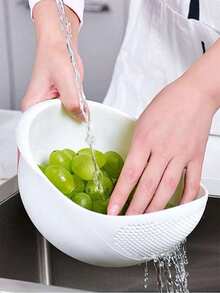 1pc Multifunctional Plastic Rice Washing Bowl, Can Be Used As Rice Bowl, Vegetable Basket, Fruit Drainer - Suitable For Healthy Meal Prep And Efficient Kitchen Use, Practical Kitchen Tool - Multicolor - View 5