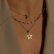 New Hollowed-Out Pentagram Pendant Necklace, Creative And Unique Vintage Multi-Layered Collarbone Chain For Women. Mom Gift, Teacher Gift, Summer Travel Beach Jewelry, Boho Jewelry, Rave/Prom/Party/Daily Accessories, Back To School Gift, Birthday Gift, Bridesmaid Gifts - 5766302HB - 查看 1