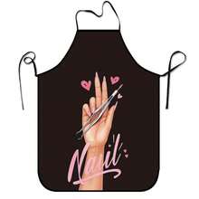 Adjustable Lace-Up Apron With Interesting Nail Art Pattern, Suitable For Kitchen, BBQ, Nail Salon, Party & Cosplay, Butterfly Print Design - LIWQ0041 - View 40