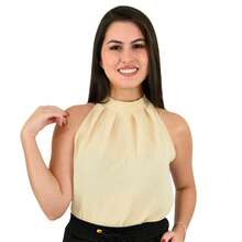 Set Of 3 Women's Formal Blouses With High Neck, Elegant Dunas Fabric - 黑-海軍藍-米色 - 查看 2