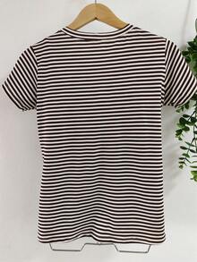 Women's Lace Knit Blouse - 條紋棕 - 查看 2