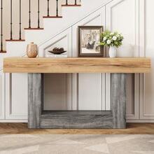 Two-Tone Wood-Effect Console Table, Ideal For An Entryway Or Living Room. Thick Top, Lower Storage Compartment, Made Of Particleboard. - 自然色 - 查看 8