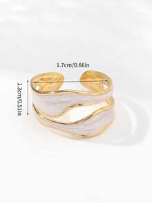 1pc Stainless Steel Open-Ended Ring - Yellow Gold - View 3