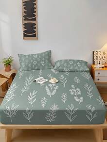 1 pièce Drap-housse de style bohème avec imprimé floral (jupe seulement, sans taie d'oreiller), protège-matelas à motif sauge, couverture de lit 100% polyester douce et respirante, convient aux lits simples/doubles/queen/king. Adapté pour la chambre à coucher, la chambre d'amis, le dortoir, l'hôtel, toute l'année - Multicolore - Voir 4