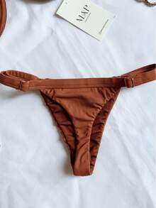 Underwire Bikini With Half-Cup Bra And Thong Bottom With Adjustable Strap. - Hazelnut (ring) - View 2