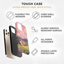 Pink Van Gogh-Style Oil Painting Two-In-One Matte Texture Phone Case Suitable For Compatible With Iphone17,16, 15, 14, 13, 12, 11, PRO MAX,PLUS,Case Suitable For Compatible With Samsung Galaxy S21/22/23/24/25 Ultra/FE+,NOTE20 Ultra,A71/56/55/54/53/52/36/34/26/25/23/16/15/14/13/06 - 彩色 - 查看 2