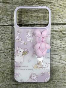 Funda de teléfono suave con diseño de conejo rosa de dibujos animados 3D, tulipán, flor y graffiti floral, compatible con iPhone 17 Pro Max, 17 Pro, 16 Pro Max, 15, 14 Pro Max, 16 Plus, 13, 12 Pro, 11, color caramelo, regalo - conejo - Ver 5