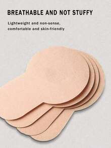 100pcs Plus Size 8cm Self-Adhesive Invisible Nipple Covers, Breathable Thin Breast Petals For Women, Summer, Vacationcore - Khaki - View 7