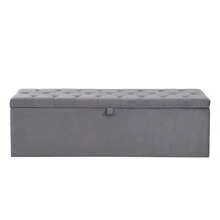 Velvet Upholstered Bench, Padded Seat, Bed Stool, Bench With Storage, Grey 138 X 41 X 42 Cm - Dark Grey - View 11