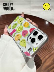 Smiley World SmileyWorld® 1 件装减震全包覆 TPU 材质透明手机壳，饰有笑脸、覆盆子、橙子、樱桃、苹果、梨、猕猴桃、菠萝、草莓等水果图案，采用 UV 印刷工艺，兼容 17、16、15、14、13、12、11 Pro Max，适合作为节日礼物、日常通勤使用，防摔效果极佳，极具吸引力。 - 彩色 - 查看 6