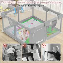 Corralito Para Bebe Corral 1.2m X 1.2m De Juegos Niños Bebés Gris Jirafas - Gris - Ver 5