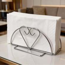 1pc Metal Napkin Holder, Creative Tabletop Decor, Minimalist & Practical Paper Towel Rack For Kitchen & Dining Room - Silver - View 4