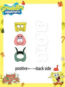 SpongeBob SquarePants 1/12pcs Random SquarePants Party Hats, Glasses, Party Decorations, Best For Birthday Party Photo Props, Holiday Party Decor, Home Decor, Graduation Gift, Gift For Girlfriend, Christmas Decorations - Multicolor - View 3