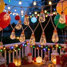 1 Pack Of Outdoor Solar Hemp Rope Ball Bubble String Lights, Outdoor Festival Decoration Lights, 8 Flashing Modes, Intelligent Light Sensing Sensors, Suitable For Courtyard, Pergola, Trees, Fences, Camping, Parties, Festival Decoration - Solar-powered Hemp Rope Lamp - View 2